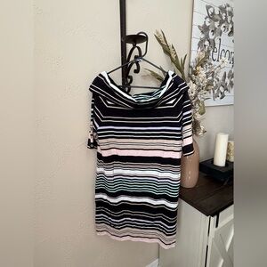 Tommy Hilfiger Black, Pink, and White Dress. Can be worn off the shoulder.